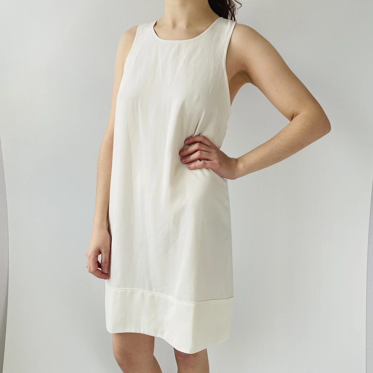 Leith Racerback Shift Dress Ivory Sleeveless Mini Scoop Neck Size XS | eBay