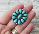 Vtg Old Pawn NAVAJO J. LEE Cluster Turquoise Ring sz 8.5 Sterling Silver 15.36 g