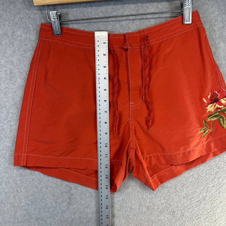 GAP Mujer Board Shorts Traje de Baño Rojo Pequeño Algodón Nylon Floral Bordado Foto 4 de 4