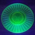 Hazel Atlas Ribbon Green Uranium Glass Depression Era Plate 6 1/4"