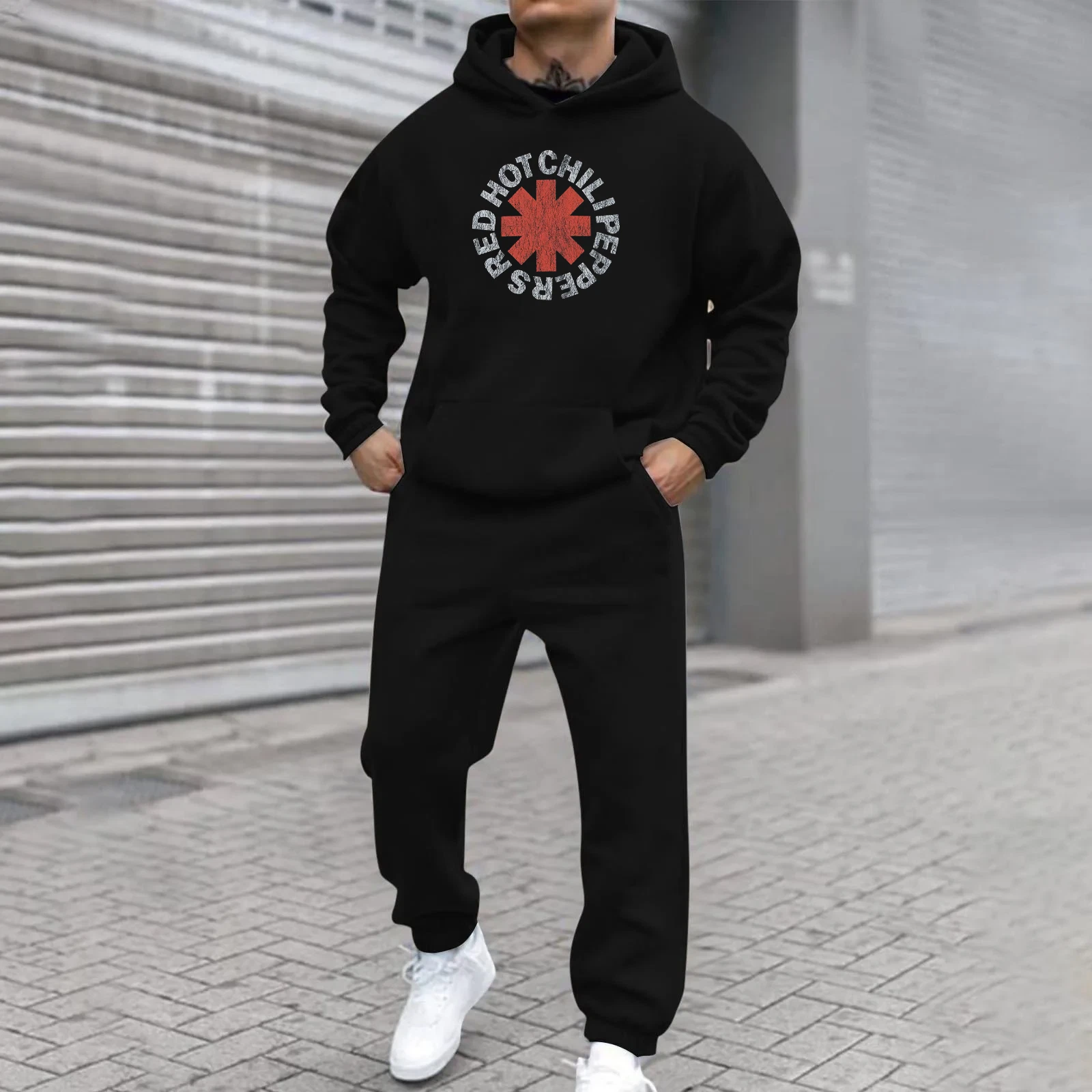 Men's Red Hot Chili Peppers Hoodie Graphic Sweatshirt Band Sweater Chili Peppers