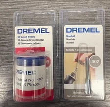 DREMEL SET OF #409 CUT OFF WHEELS AND  #402 MANDREL