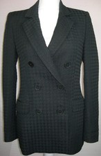 Zara Women's Black Texture Houndstooth Double Breasted Surgeon Cuff Blazer Sz S