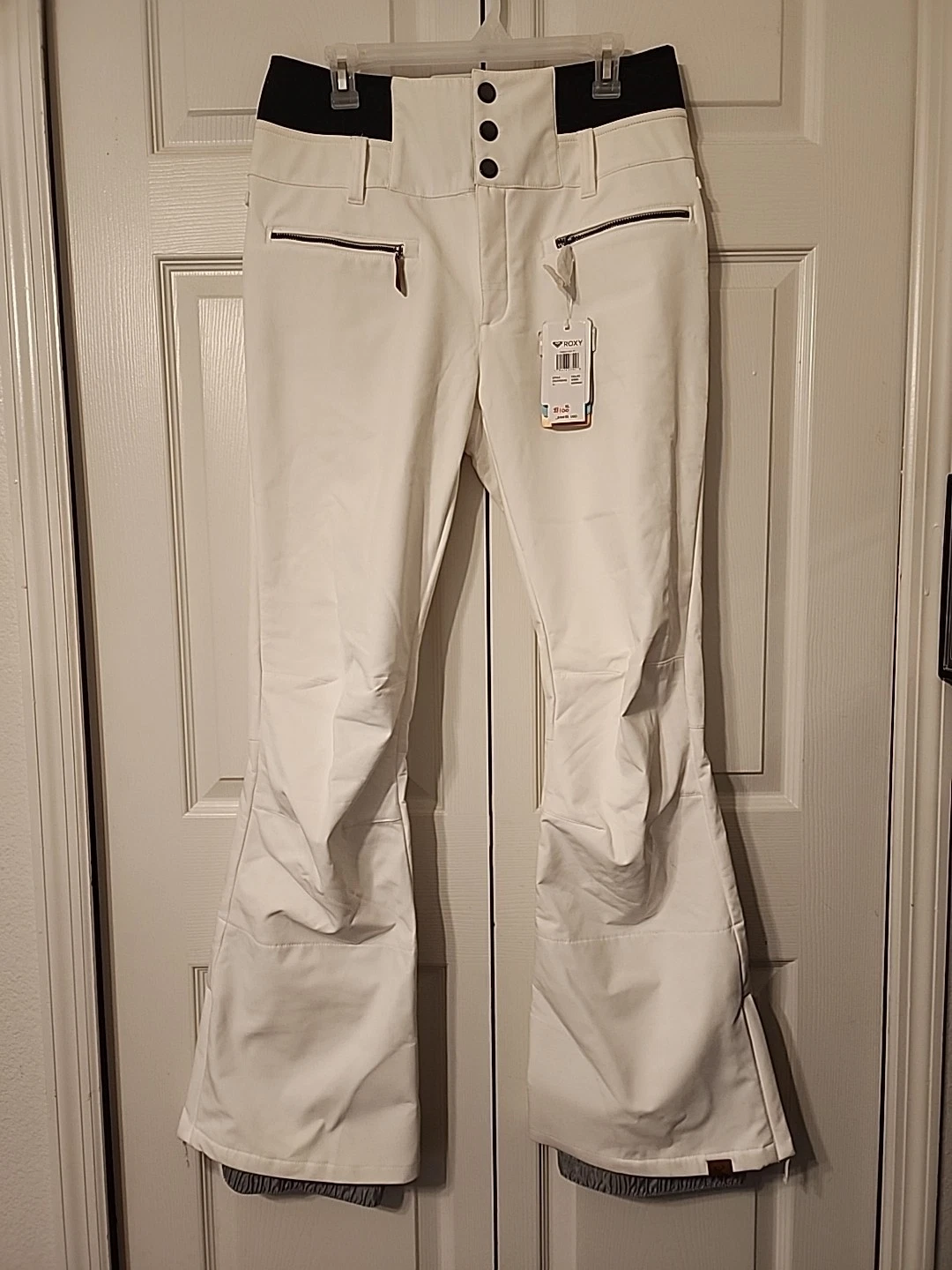 Roxy Rising High Women's Snow Pants XL White Waterproof High-Rise Ski Snowboard