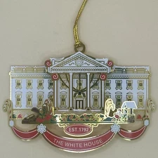 White House Metal Christmas Ornament Elegant Holiday Décor Washington DC