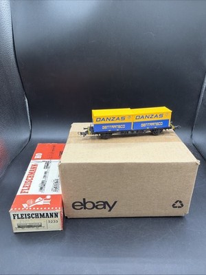 Fleischmann HO 5233 DB Container Carrier Danzas Container Freight Wagon Vintage