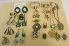 VINTAGE LOT OF COSTUME JEWELRY IN SHADES OF GREEN BURT CASSELL  SORRENTO STERL