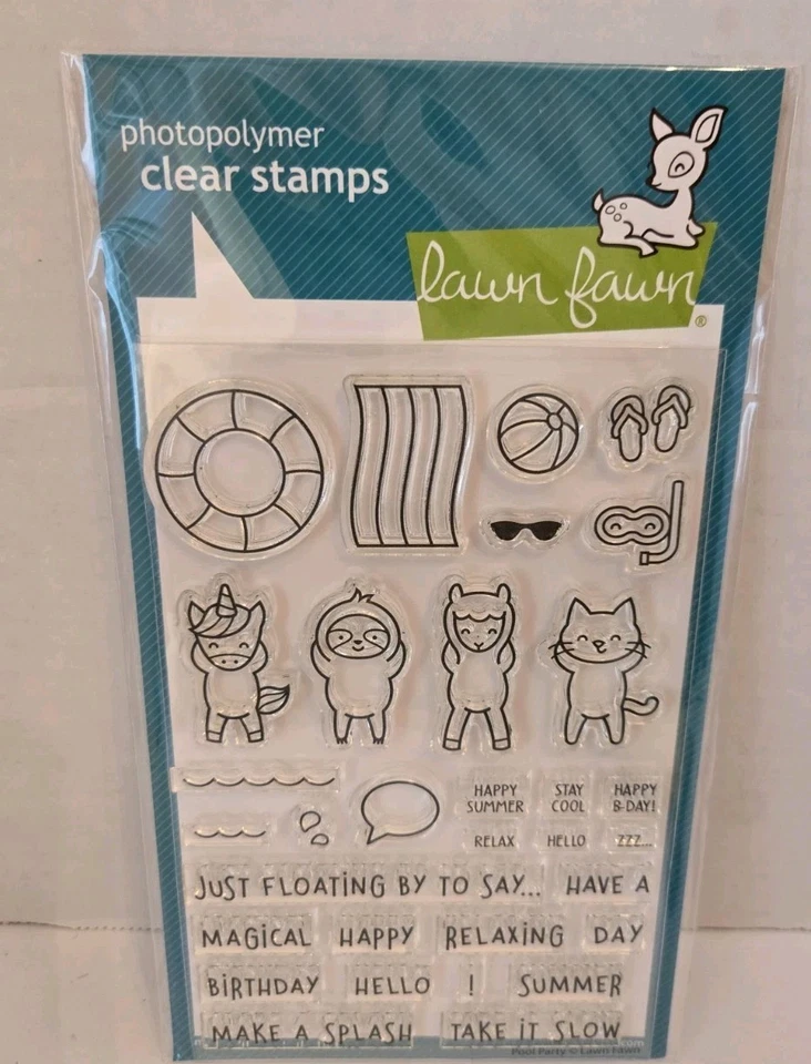 Lote de 7 Selos Temáticos de Aniversário Gramado Fawn Sapos Gatos Unicórnio Preguiça Peixe-boi  - Imagem 2 de 4