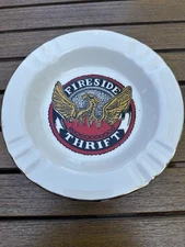 Fireside Thrift Ashtray Trinket Dish Phoenix Flames Bird Pottery Vtg Advertising