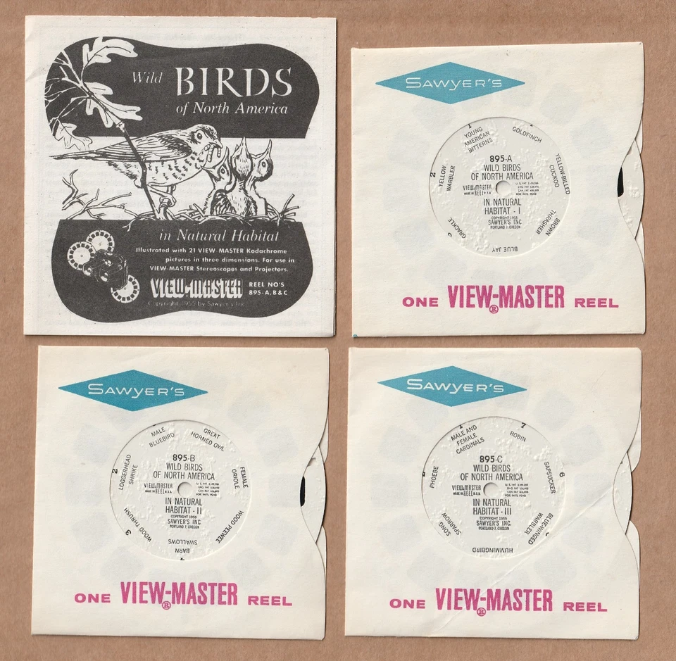 Complete set of three vintage View-Master reels Wild Birds in Natural Habitat 19 - Image 2 of 2