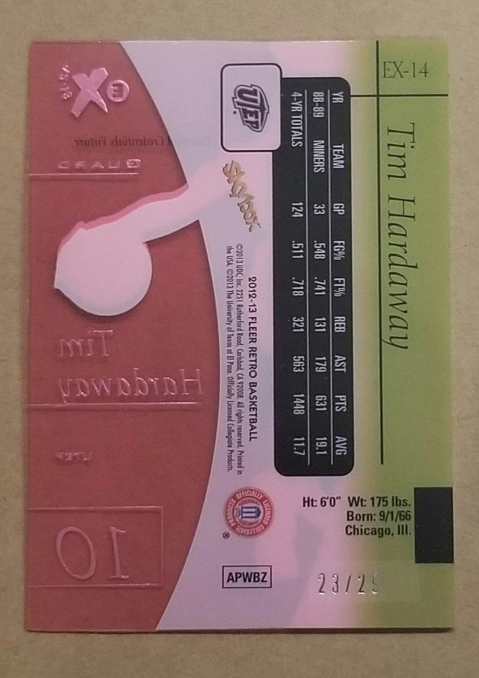 2012-13 Fleer Retro EX-14 Essential Credentials 23/25 TIM HARDAWAY - Image 2 of 2