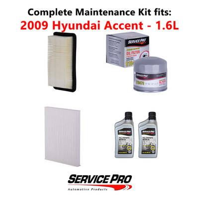 2009 Hyundai Accent 1.6L Complete Air, Oil & Cabin Filter Kit (5W-20)