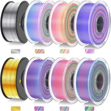 3D Printer Filament Bundle PLA Silk Filament Bundle Multicolor 250g Spool 8 Roll