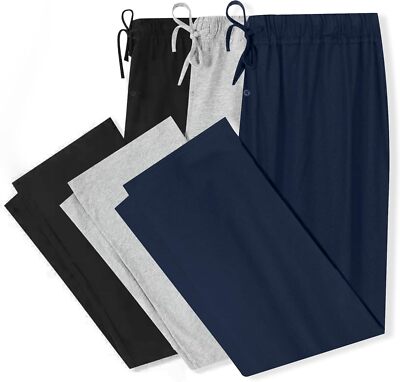 2 Pack Mens Soft Lightweight Pajama Pants with Pockets Lounge Sleep Bottoms