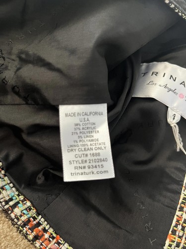 Neu mit Etikett Trina Turk Barrett kurz geschnittenes buntes Tweed-Sakko Größe 4 - Bild 5 von 7