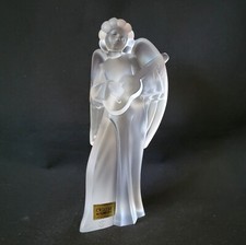 Rare Lladro Lead Crystal Glass Angel Guitar Figurine Frosted Satin France
