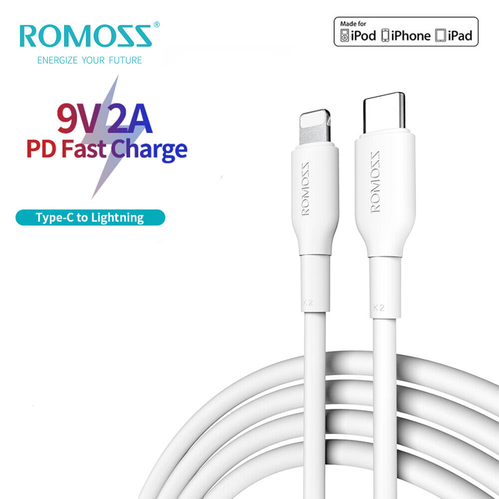 ROMOSS New sales 18W USB-C to Light ning Fast Cable iPho Max 54% OFF for Charge Chager