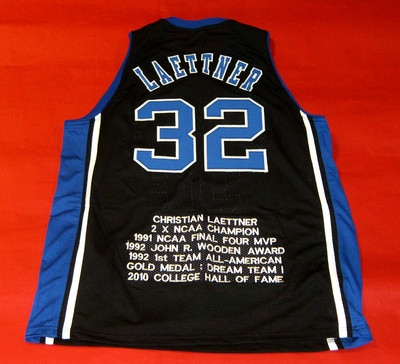 CHRISTIAN LAETTNER CUSTOM DUKE BLUE DEVILS BLK STAT JERSEY