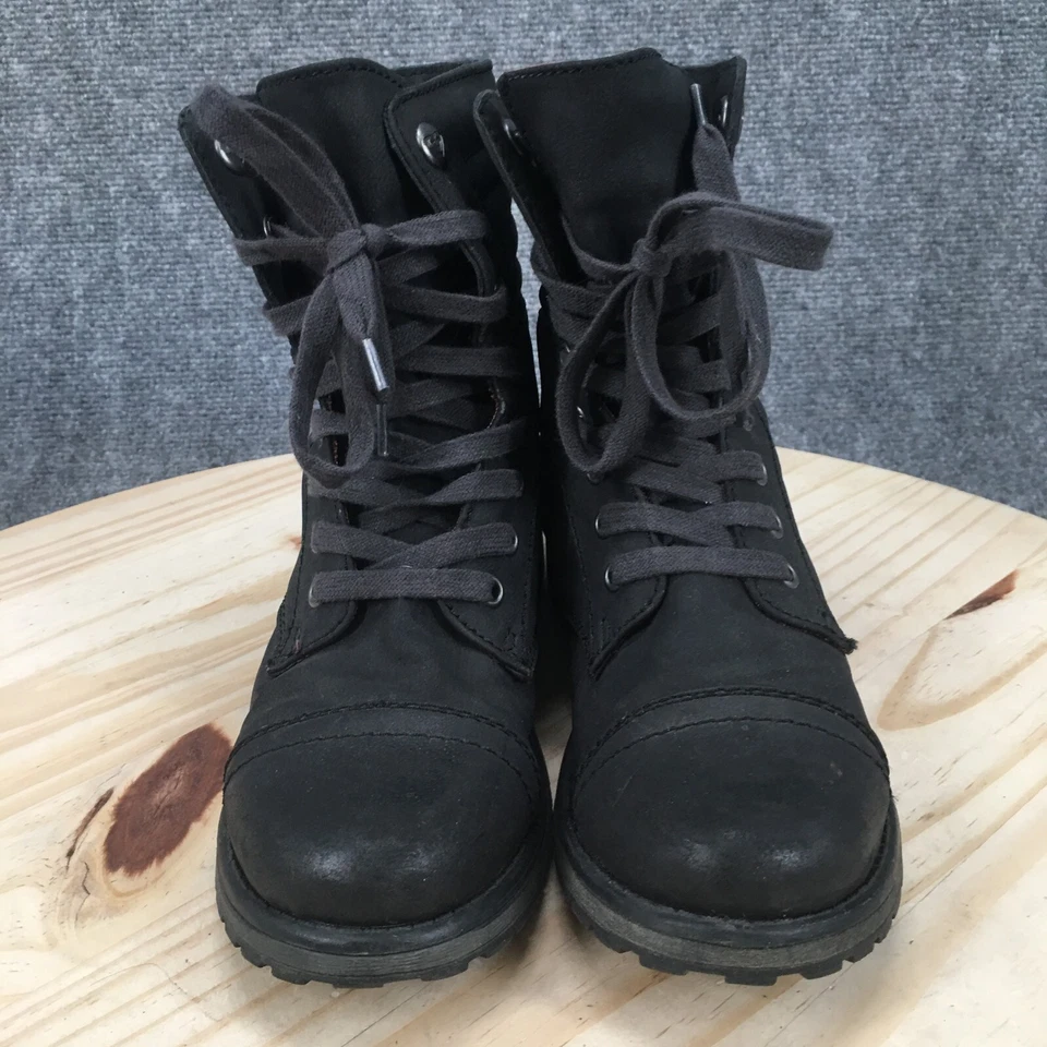 Botas Roxy para mujer 7 Combat negras con cordones tacones altos punta redonda tobillo Foto 3 de 4