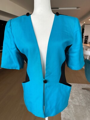 Nina Ricci PARIS Haute Couture Women /Blue Jacket Size 6-8 Thierry  Mugler style