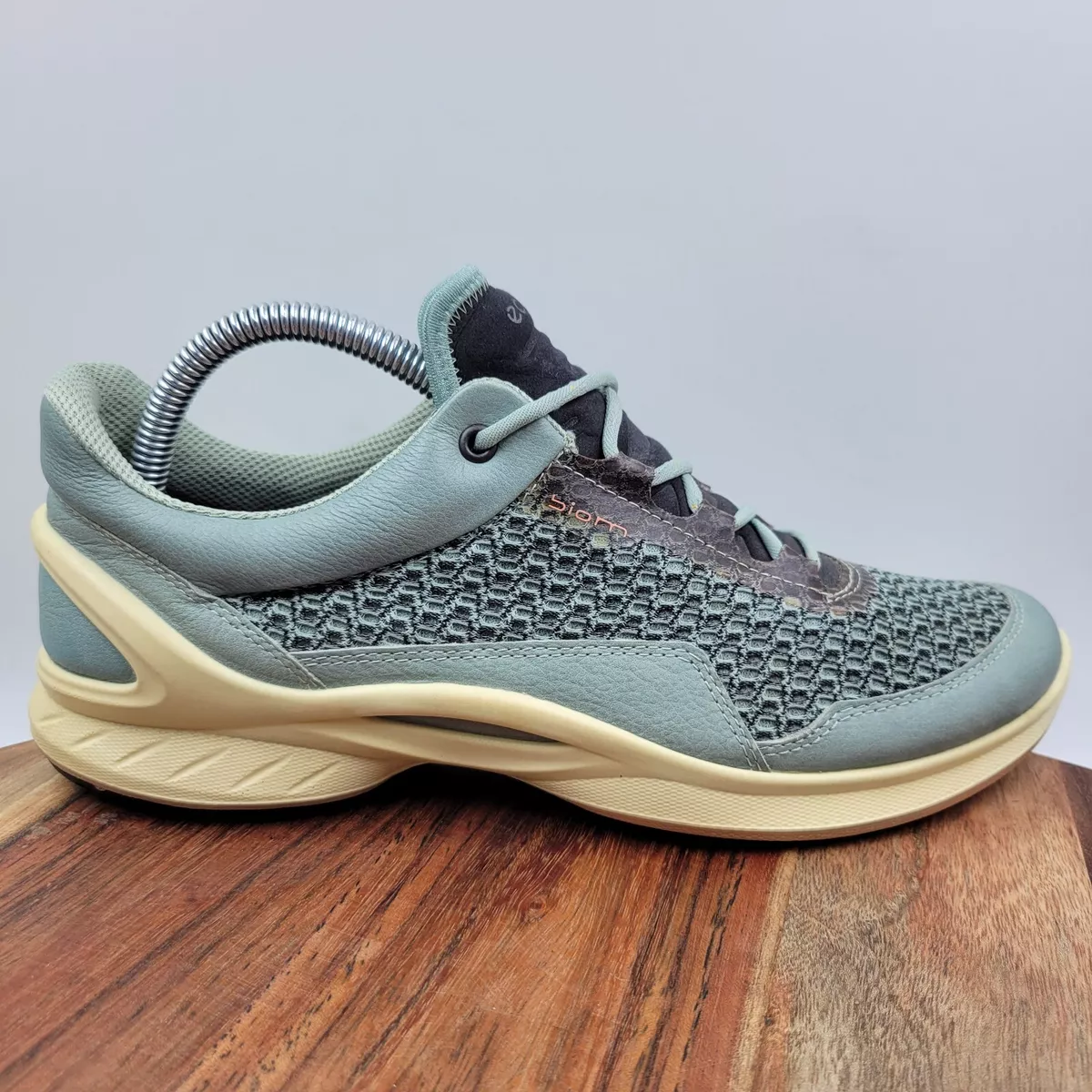 Ecco Biom Fjuel Shoes Women 40 9 Blue Leather Comfort Athletic Walking Sneaker