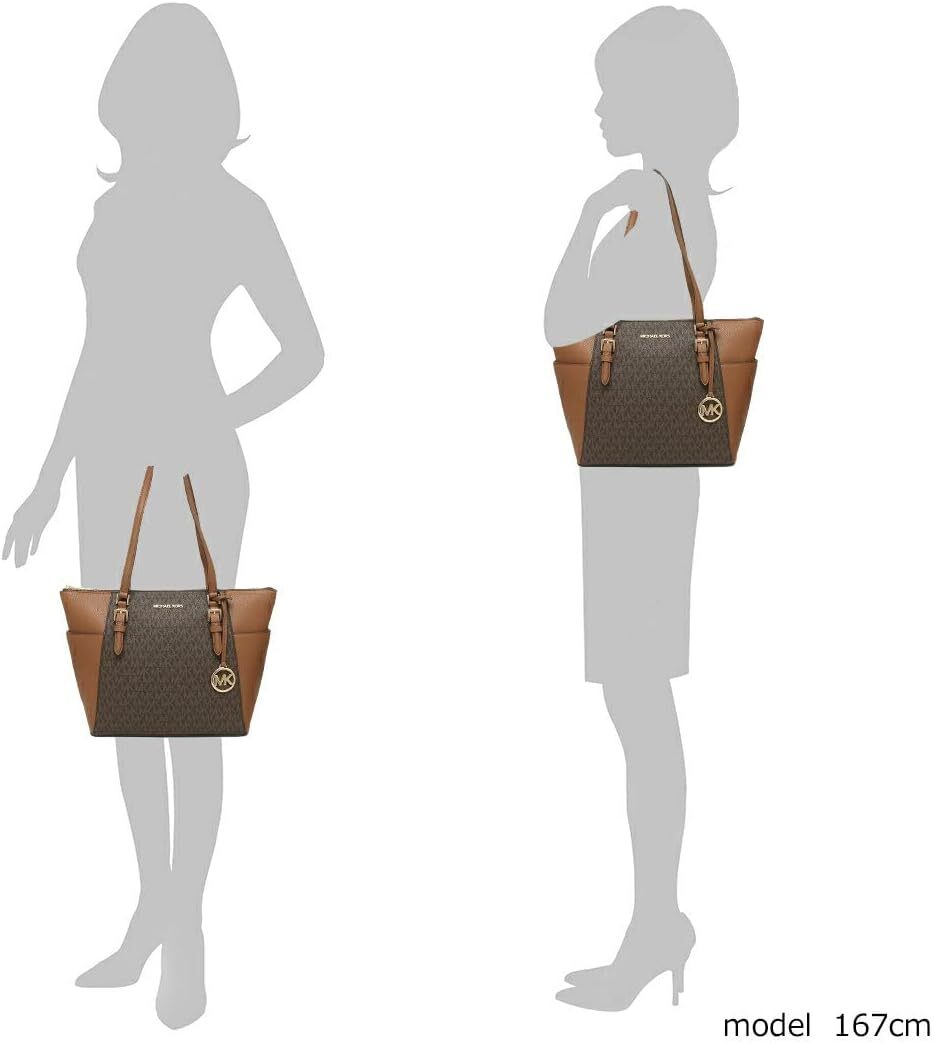 半額セール MICHAEL KORS★CHARLOTTE LG TZ TOTE Michael Kors Charlotte Large Logo and Leather Top-Zip Tote