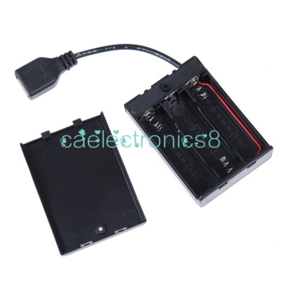 DC 4.5V Portable AA Battery Holder Storage Box Case USB Power Supply Battery