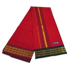 Men's Pure Cotton Dhoti, Lungi 2 Meter Colour Dhoti Red 2 meter