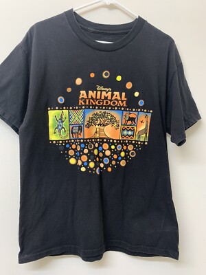Vintage 90s Walt Disney World Animal Kingdom Short Sleeve Black Large 