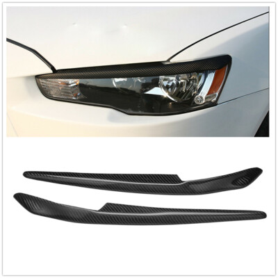 Real Carbon Fiber For Mitsubishi Lancer EVO X 08-14 2pcs Headlight Eyelids Trims