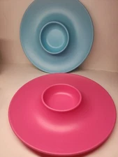 Pink Blue Party Platter Veggies And Dip 13" Tray Chips Crackers Shrimp 2 Pack 