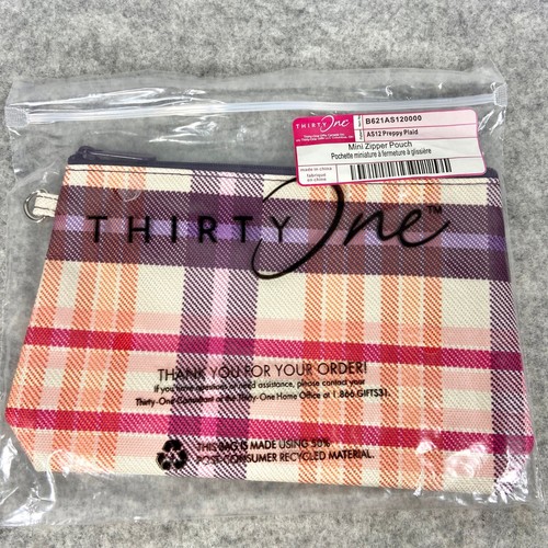 NEU Thirty One Mini Reißverschlusstasche in Preppy Plaid - Bild 2 von 3