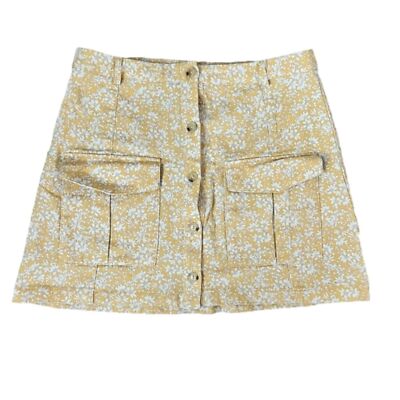 Nordstrom Yellow Floral A-line Mini Skirt Size Medium