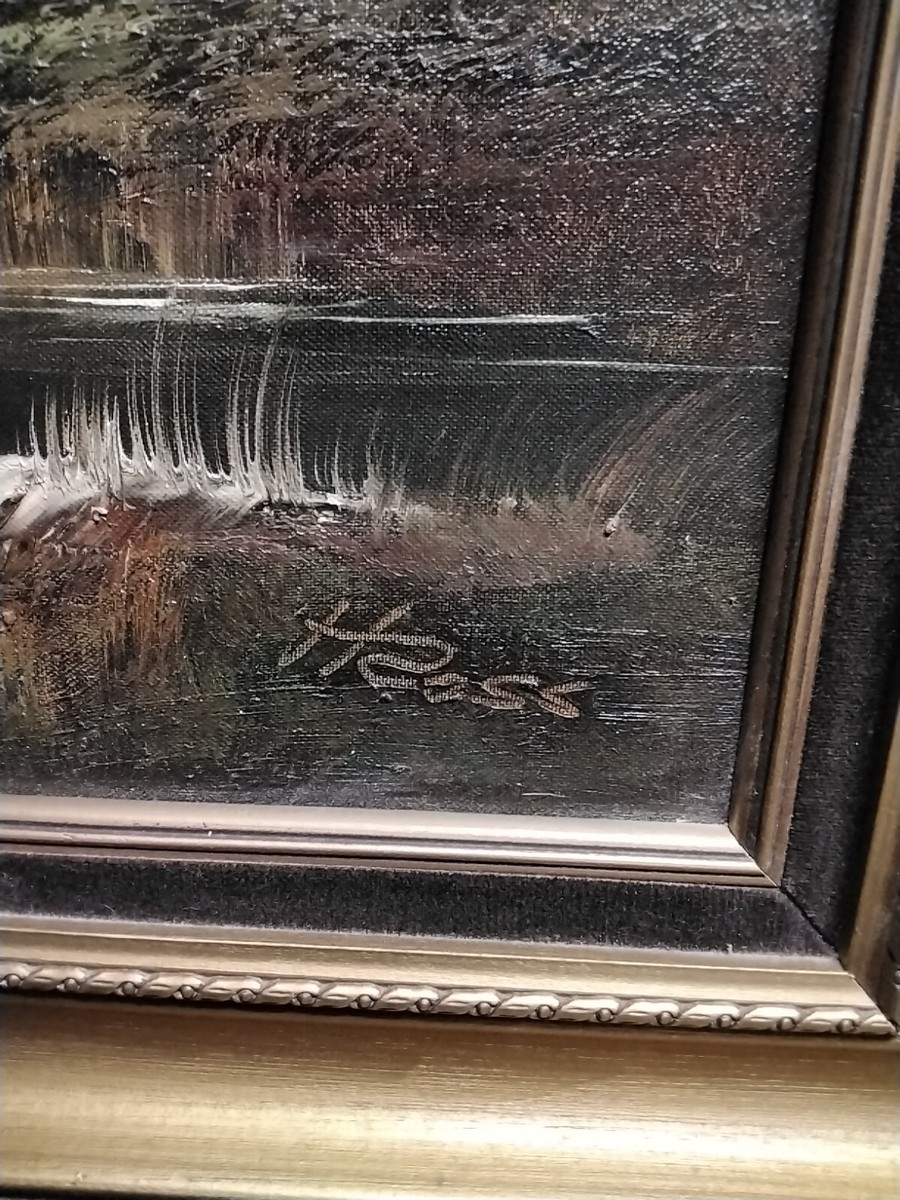 Sighned 1950s Heinz Ross Original Oil Painting On Canvas In 45x33