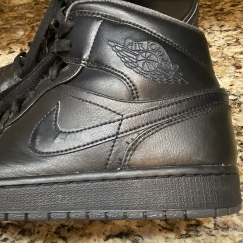 Nike Air Jordan 1 Mid “Triple Black” Shoes Sneakers 554724-021 Mens Size 10.5 - Picture 9 of 14