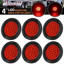 10X 4"inch Round Red 24-LED Truck Trailer Stop Turn Tail Brake Lights Waterproof