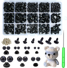 Safety Eyes and Noses, 462Pcs Black Plastic Stuffed Crochet Eyes with Washers fo