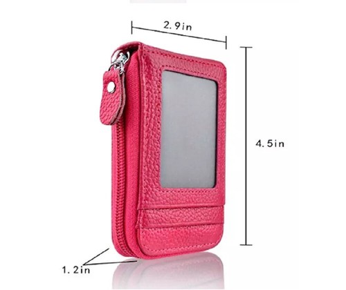 Men’s Genuine Leather Wallet – RFID Blocking Zipper Card Holder Slim Pocket - Picture 27 of 49