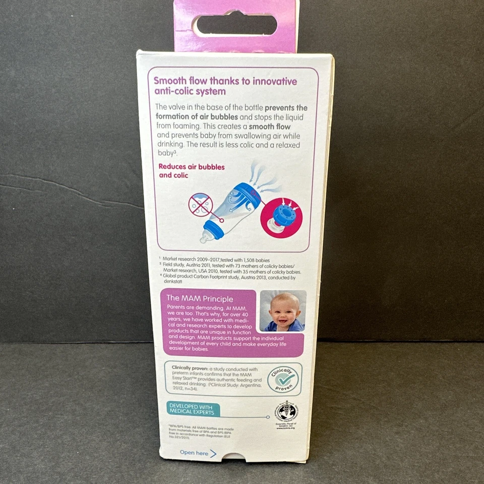 MAM Easy Start Anti-Colic Bottle, 9 oz 1-Count Baby Essentials, Medium Flow NEW - Image 3 of 4