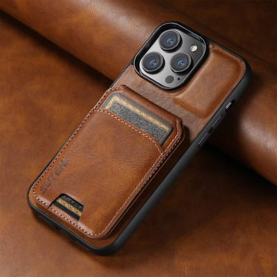 Kartenhalter PU Leder Magnetische Handy Tasche Brieftasche Smartphone Hülle 