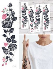 Supperb Temporary Tattoos - Pink Tribal Flower Vine Temporary Tattoo Set of 4 