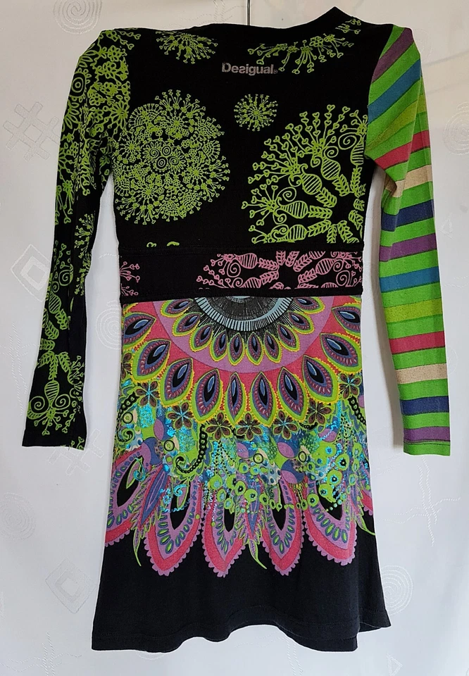 AUTHENTIC DESIGUAL GEOMETRIC ART LOGO COTTON GIRL DRESS-SIZE:US11/12;EU 146 - Image 3 of 4