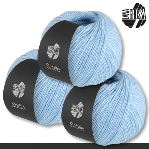 Lana Grossa 3 x 50 g Sottile Netzgarn Baumwolle Merino Wolle Stricken 18 Farben - Bild 20 von 37