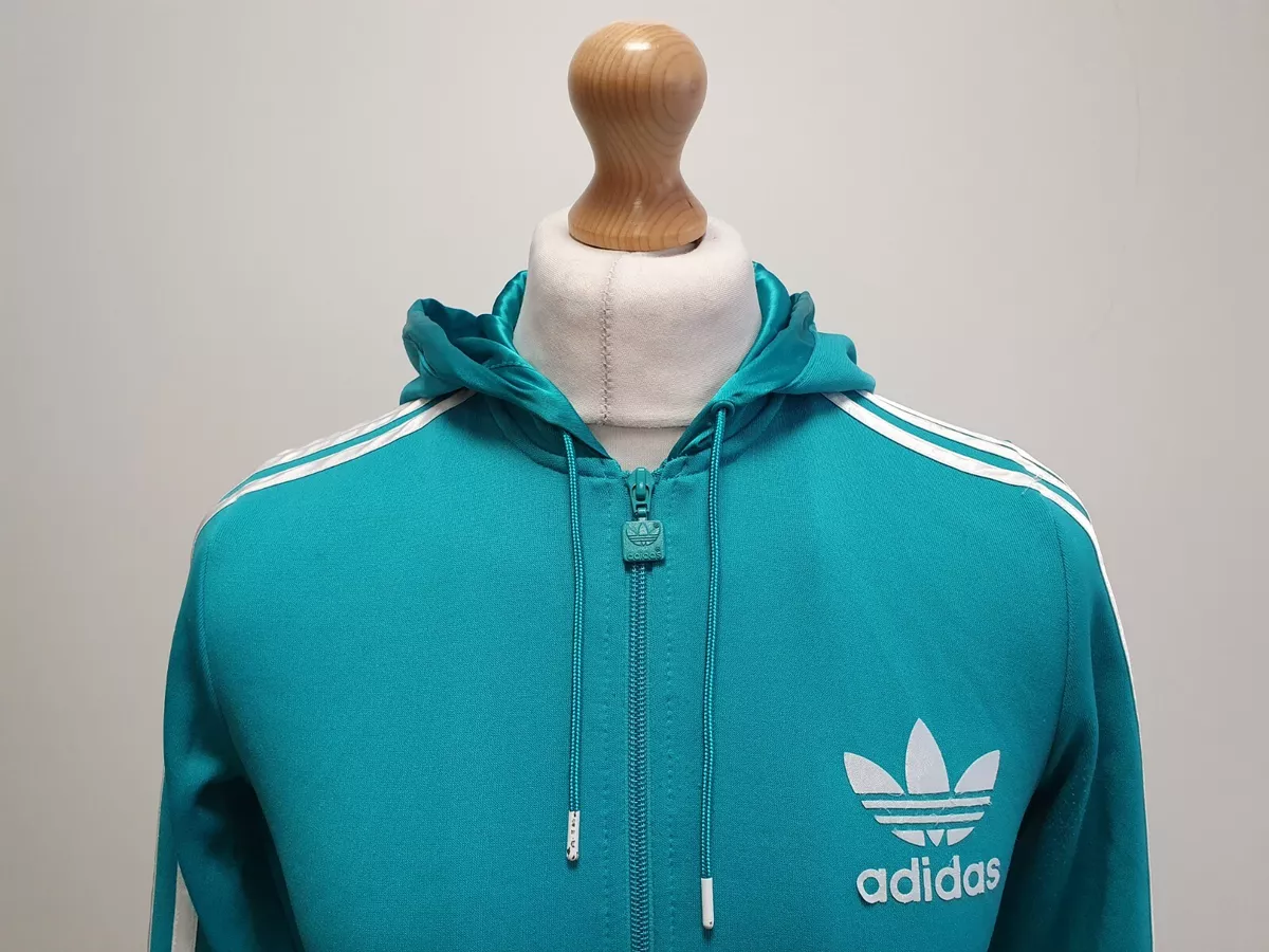 RR495 BOYS ADIDAS GREEN DRAWSTRING L SLEEVE SPORTS HOODIE UK AGE 14 YEARS