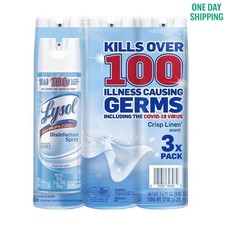 Lysol Disinfectant Spray Crisp Linen 19 oz 3 Pack Germ Killer Cleaner