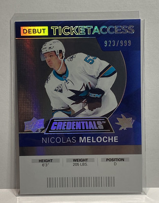 2021-22 Upper Deck Credentials - Debut Ticket Access Nicolas Meloche /999