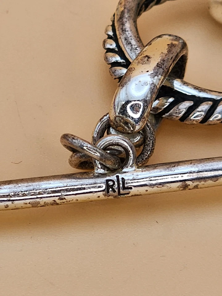 LAUREN By RALPH LAUREN Signed Sterling Silver Plate Large Rope Link Bracelet - Image 3 of 4