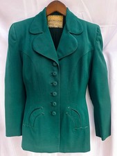 Forstmann Woman's Vintage 40  s Green Wool gabardine Suit