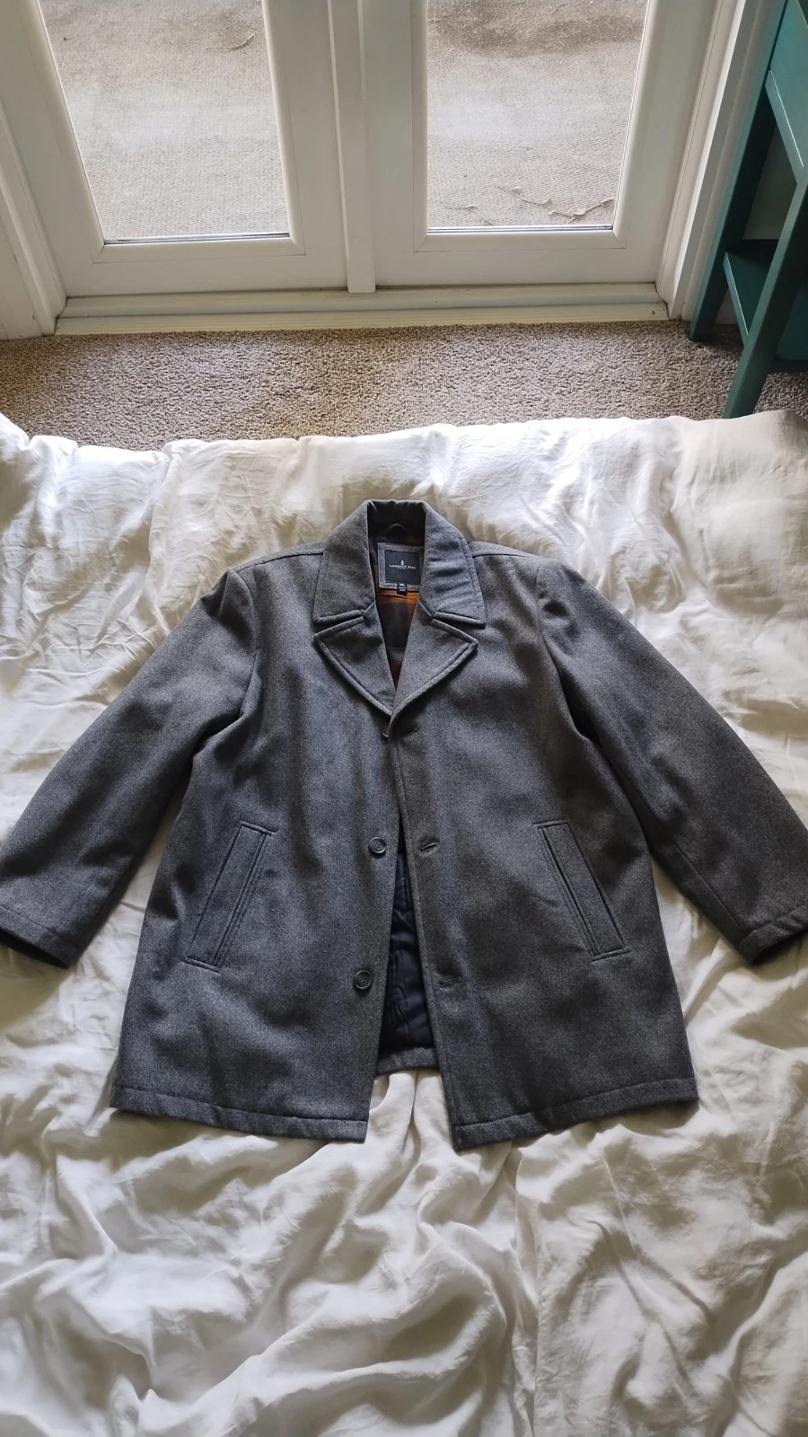 London Fog Jacket Mens XXL Warm Wool Charcoal Gray Peacoat Pea Coat Car Coat