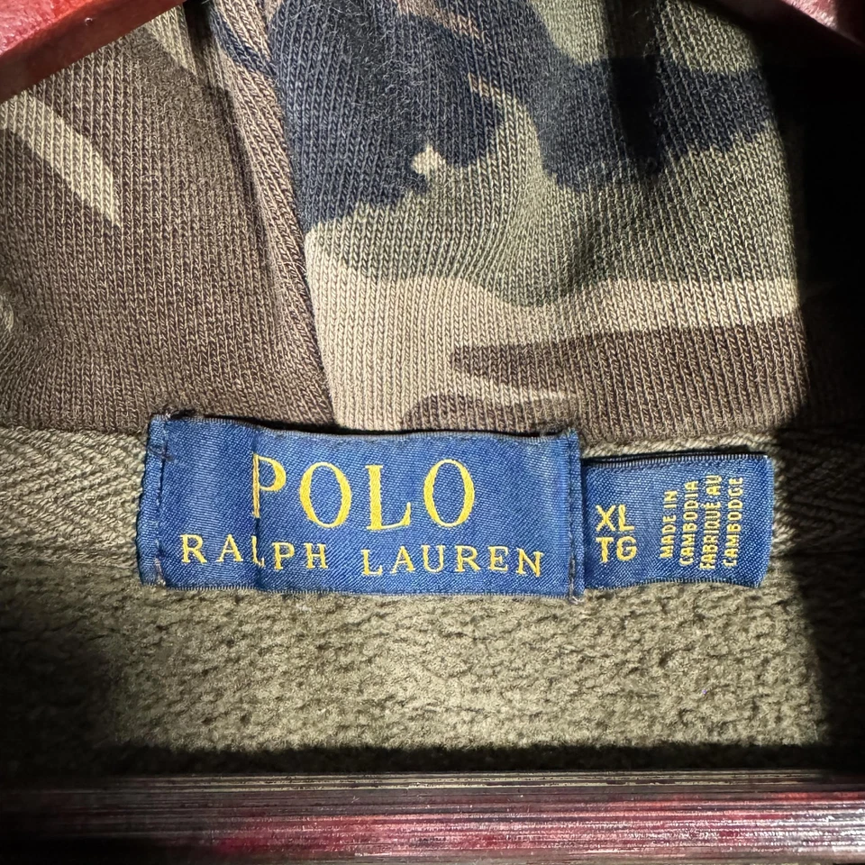 Polo Ralph Lauren Sudadera con Capucha Para Hombre XL Camuflada Cremallera Completa Forrada de Vellón Foto 3 de 4